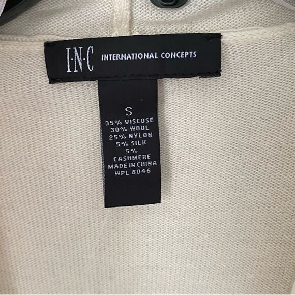 INC Women’s Waterfall Open Front Rhinestone Long Sleeve Wool Blend Cardigan S - Picture 3 of 3